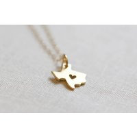 Gold Texas Necklace With Heart | Etsy (US)