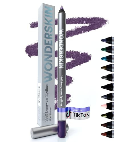 Wonderskin 1440 Longwear Purple Waterproof Eyeliner Pencil - Sharpenable Eyeliner Pencil and Smudge Proof Deep Purple Eye Liner Pencils (Eggplant) | Amazon (US)