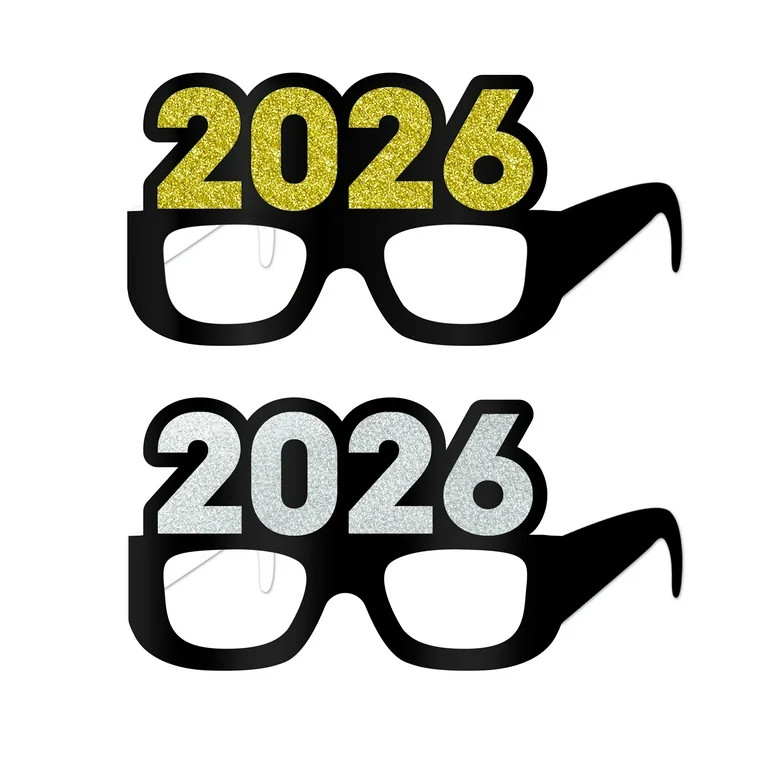 Beistle New Year's Eve Multicolor 2026 Foil Glasses Party Favors, 3/Pkg | Walmart (US)