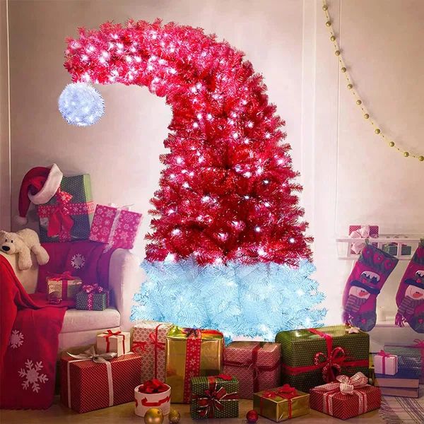 6FT Personalized Bent Top Christmas Tree, Hat Style Christmas Tree, Holiday Decoration,LED Lights | Wayfair North America