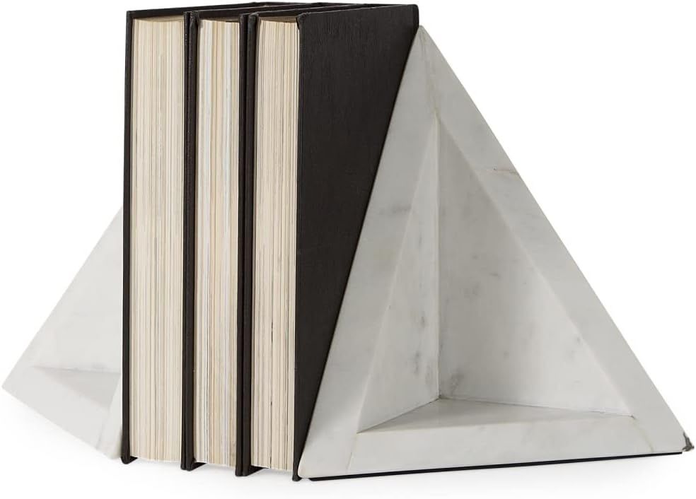 3D Modern Triangle Marble Bookends White | Amazon (US)