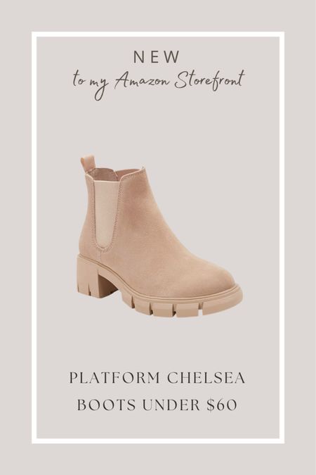 Amazon find // platform Chelsea boots under $60

#LTKstyletip #LTKSeasonal #LTKshoecrush