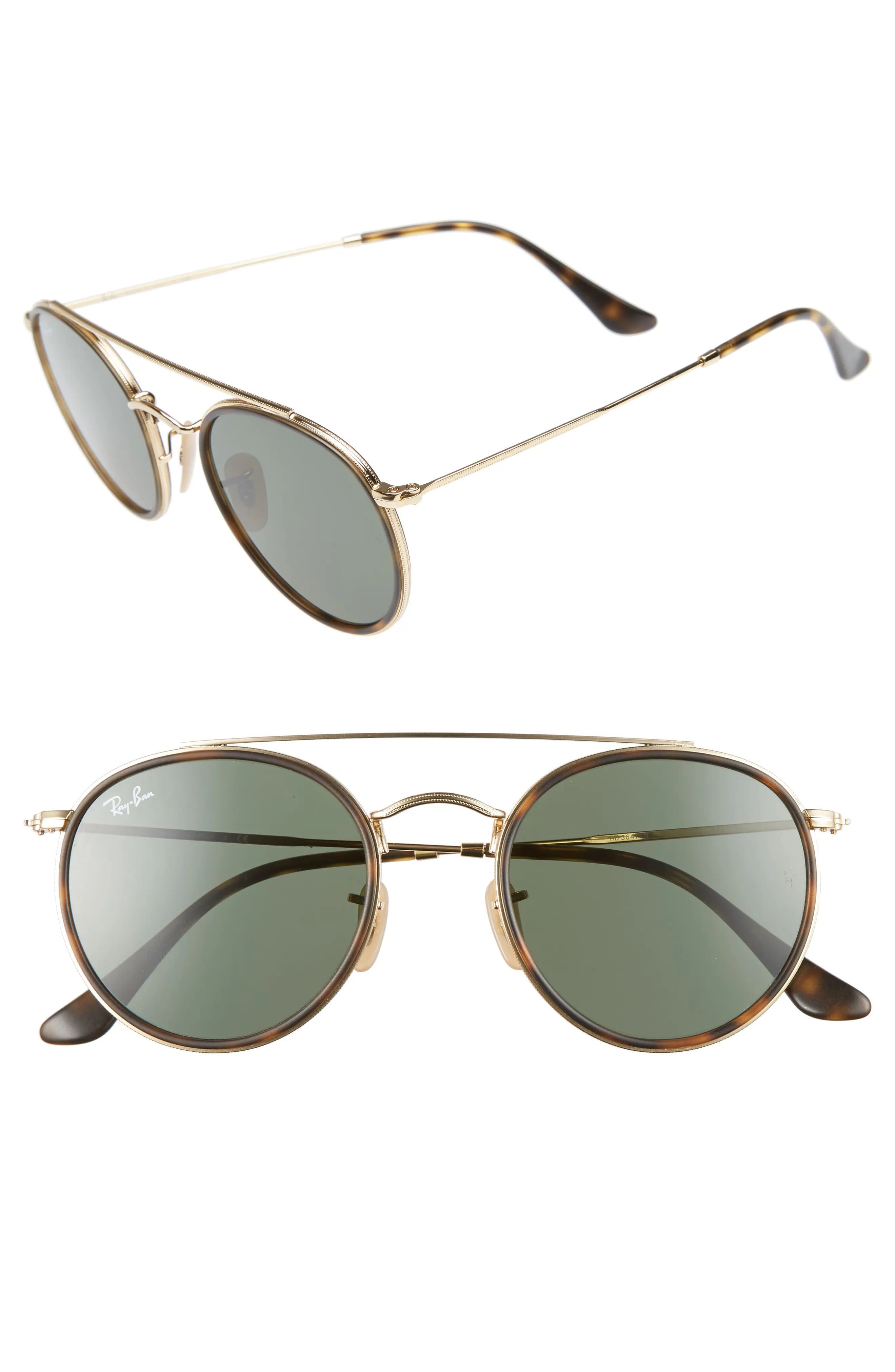 Ray-Ban 51Mm Aviator Sunglasses - Gold/ Green | Nordstrom