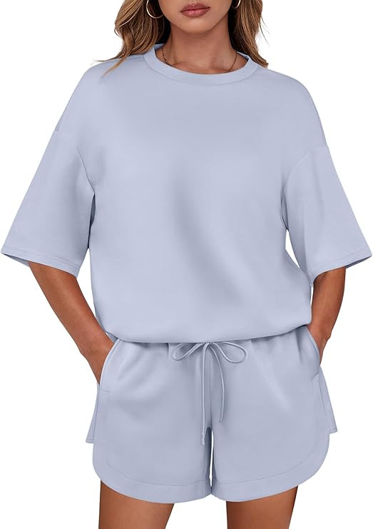 ANRABESS Two Piece Outfits Oversized Top Lounge Shorts Matching Sets 2025 Summer Fashion Sweatsui... | Amazon (US)