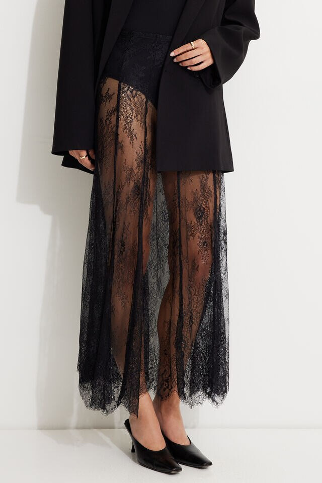 Sheer Lace Maxi Skirt | Dynamite Clothing