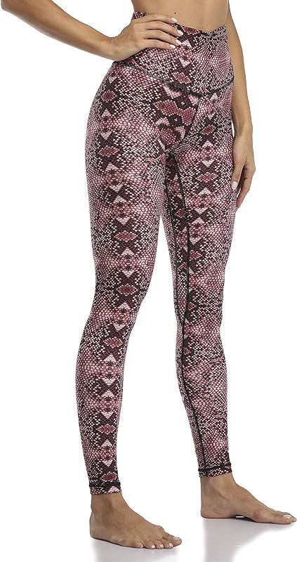 Amazon.com: Colorfulkoala Women's High Waisted Pattern Leggings Full-Length Yoga Pants (M, Reddis... | Amazon (US)