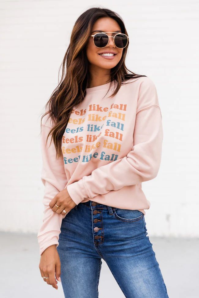 Feels Like Fall Peach Graphic Sweatshirt | The Pink Lily Boutique