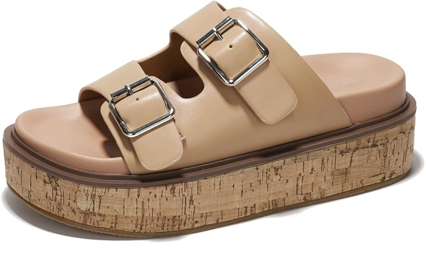 Wedge Sandals for Women, Leather Summer Sandals w/Memory Foam Insole Wedges for women - Platform ... | Amazon (US)