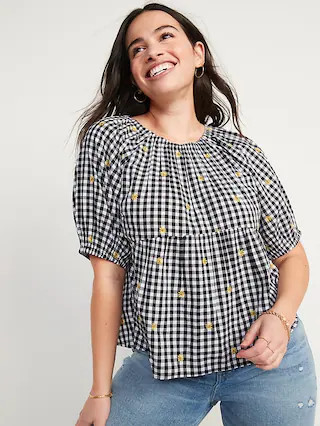 Patterned Puff-Sleeve Swing Top for Women | Old Navy (US)