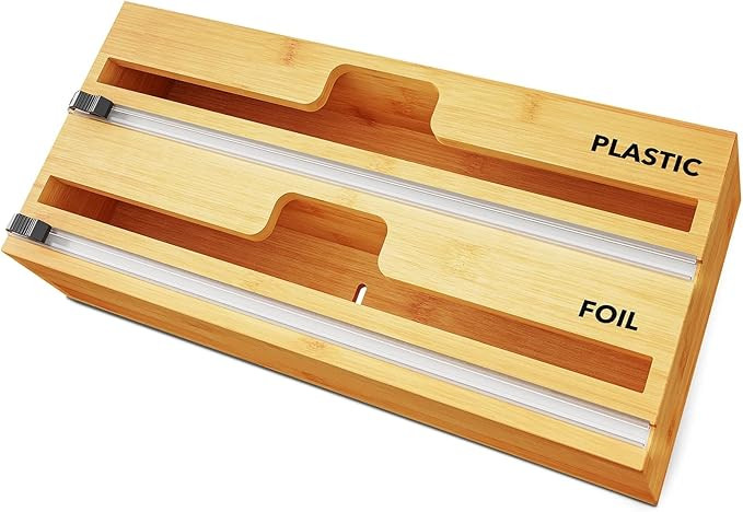 Ilberry 2 in 1 Wrap Dispenser with Cutter | Plastic Wrap, Aluminum Foil and Wax Paper Dispenser |... | Amazon (US)