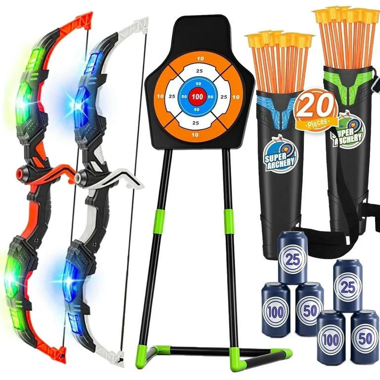 LINXUXIE Kids Bow and Arrow Set with LED Flash Lights, Archery Set with Standing Target,Indoor Ou... | Walmart (US)