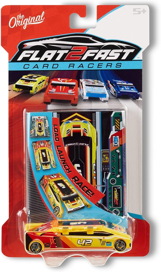 Yellow 42 Card Racer | Load, Launch, Race - Pocket-Sized Racecar Toy Ages 5 and up (Sold Each) | Amazon (US)
