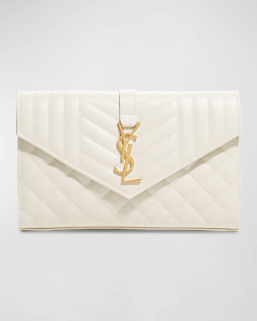 Envelope Triquilt YSL Wallet on Chain in Grained Leather | Neiman Marcus