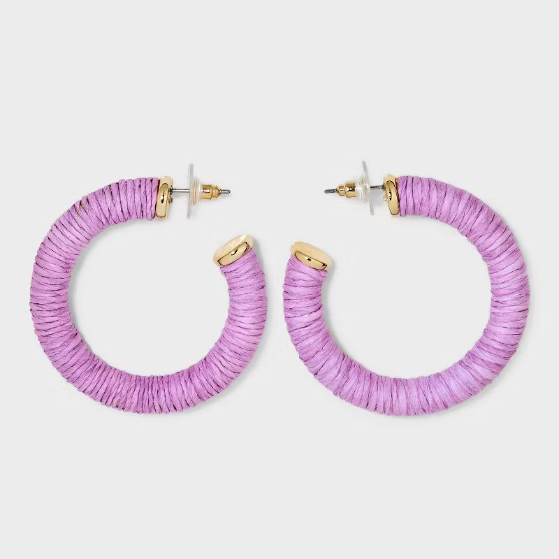 Post Hoop Raffia Cord Earrings - A New Day™ | Target