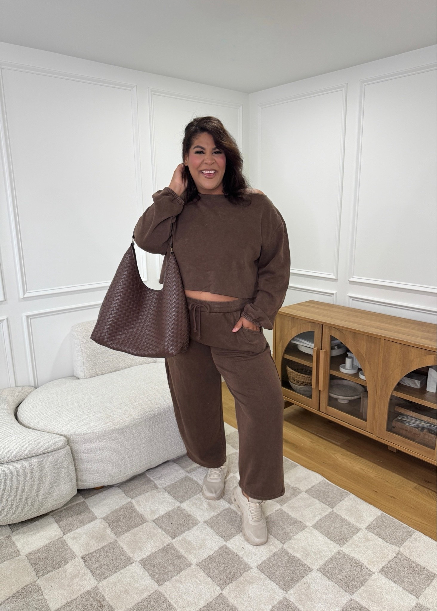 Chocolate brown everything 🤎🍫 This matching set is giving comfy but still put together, and I’m OBSESSED with the oversized woven bag with it! Such an easy fall mom outfit for errands, school drop-off or coffee runs. 🍂✨

Wearing a size xxl in the top and bottom

#FallOutfit #WalmartFashion #MomStyle #CasualStyle #LTKFinds

#LTKootd #LTKSeasonal #LTKMidsize