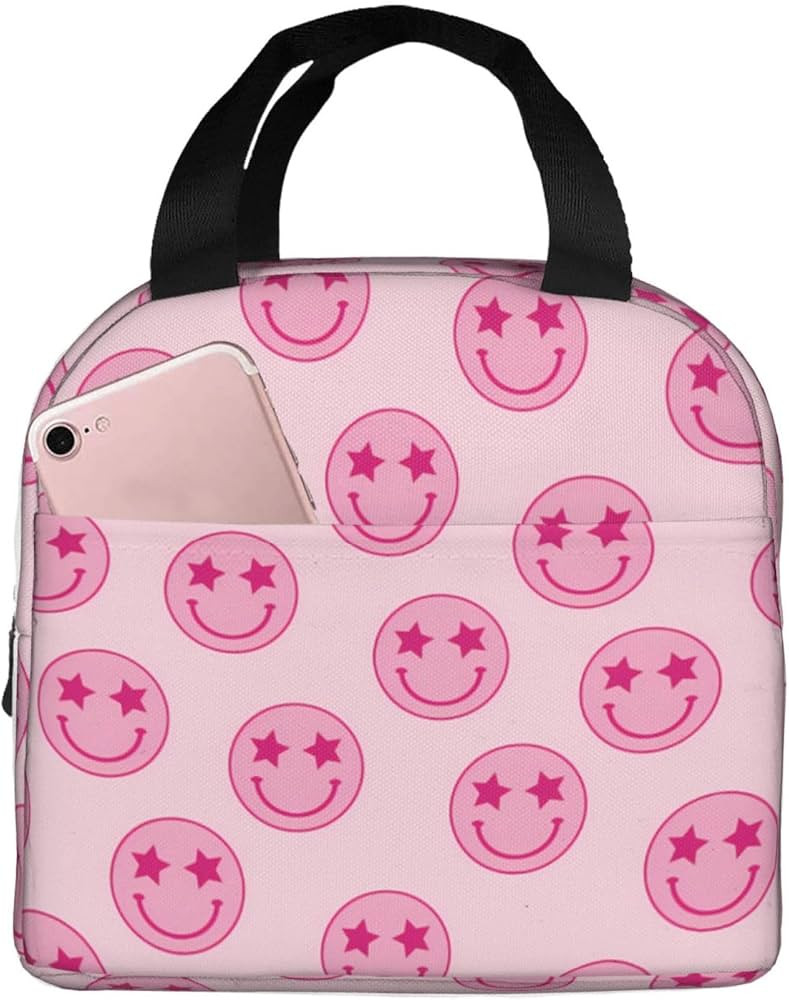 Eleploi Pink Smiel Face Insulated Lunch Bag - Chic & Practical, Lunch Box For Office, Picnics, Ou... | Amazon (US)