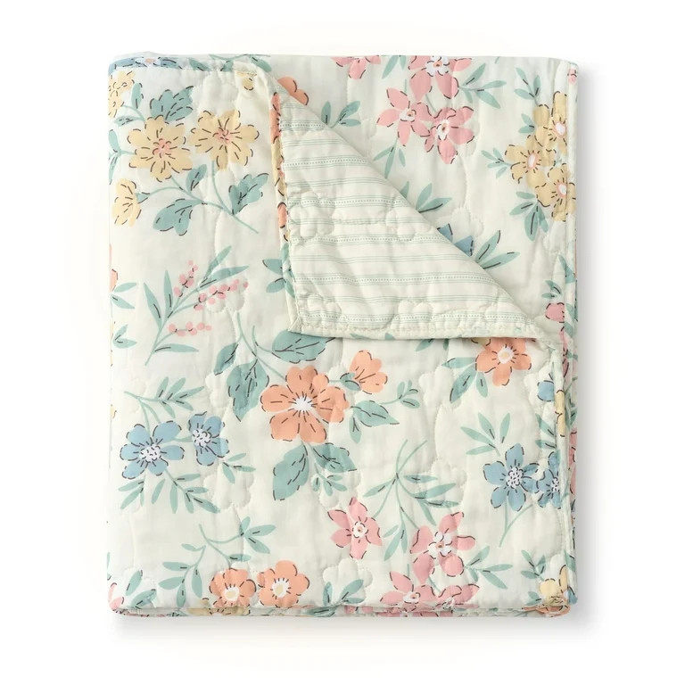 Greenland Home Fashions Chloe Modern Floral Quiilted Throw Blanket, 50" x 60" | Walmart (US)