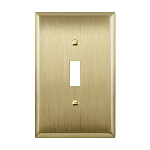 LIDER Toggle Light Switch Metal Wall Plate, Stainless Steel Switch Cover, Corrosion Resistant, Mid-Size 1-Gang 4.88" x 3.11", 201 Stainless Steel, LMWP-11M-BB, Brushed Brass | Amazon (US)
