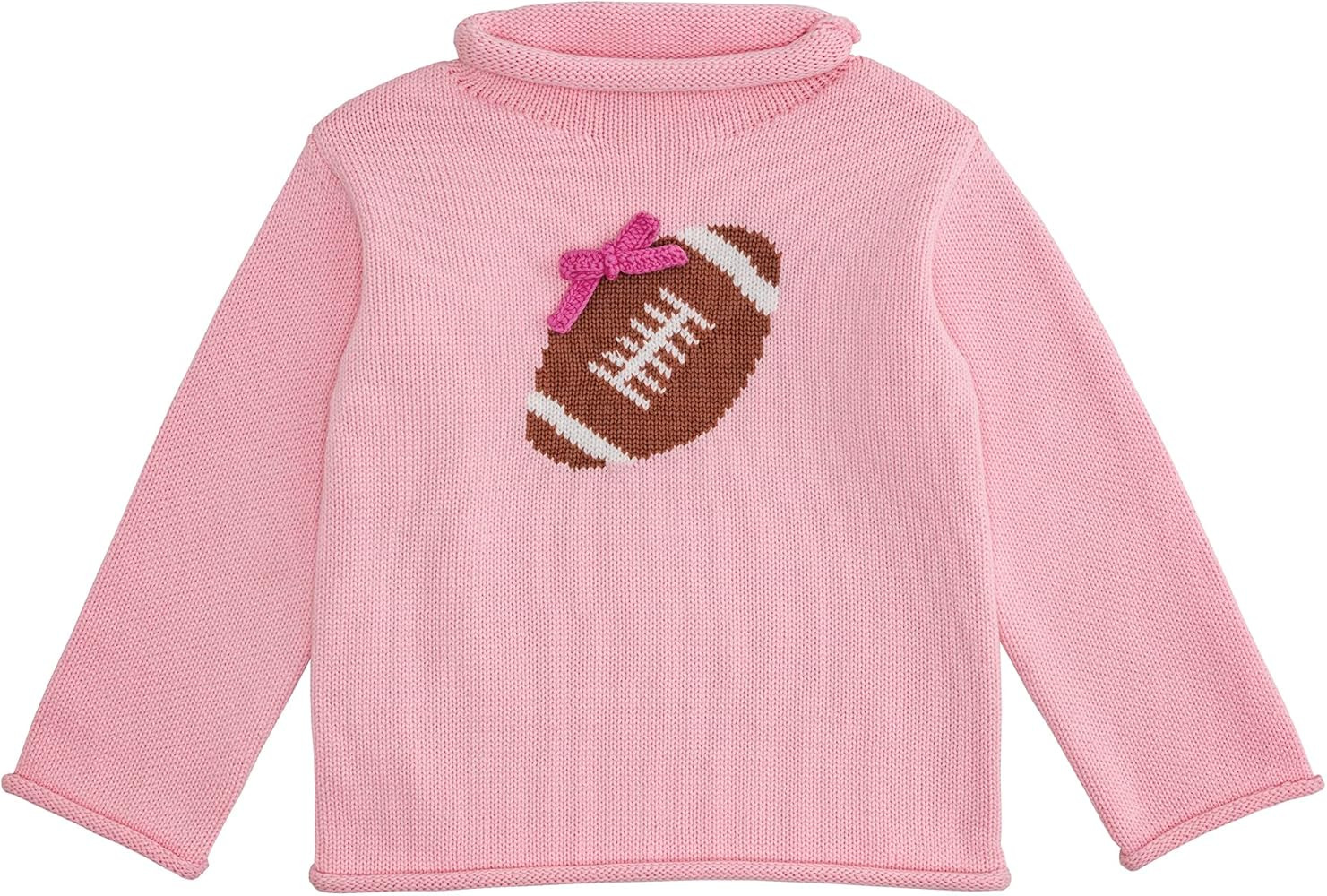 Mud Pie Baby Girls Kids Pink Football Rollneck Sweater | Amazon (US)