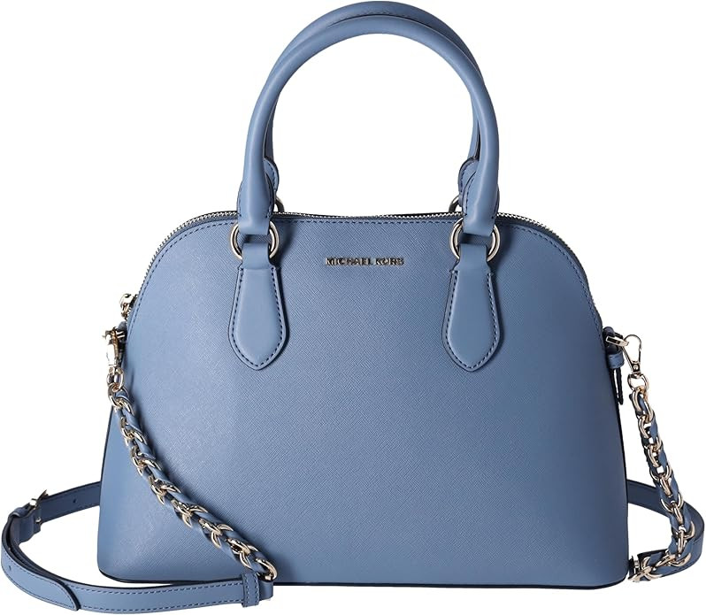 Michael Kors Veronica Medium Dome Satchel Crossbody Denim Blue Saffiano Leather | Amazon (US)