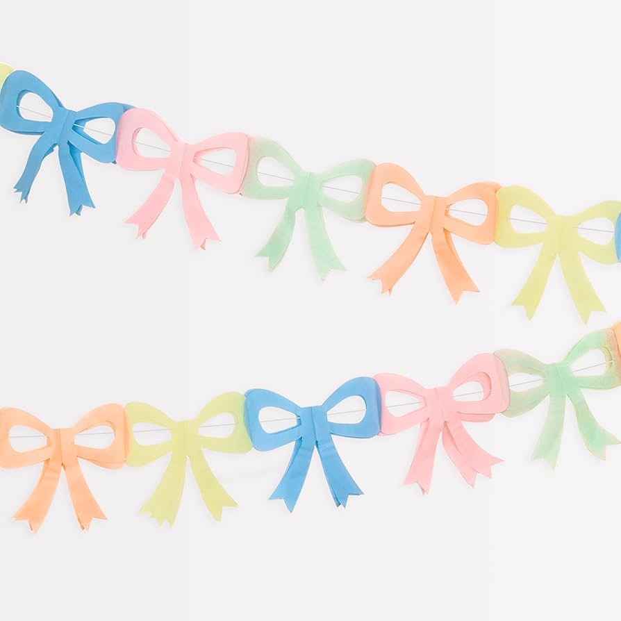 Meri Meri Tissue Paper Bow Party Banner (Pack of 3), 10' Party Garlands Including Excess Cord | Amazon (US)