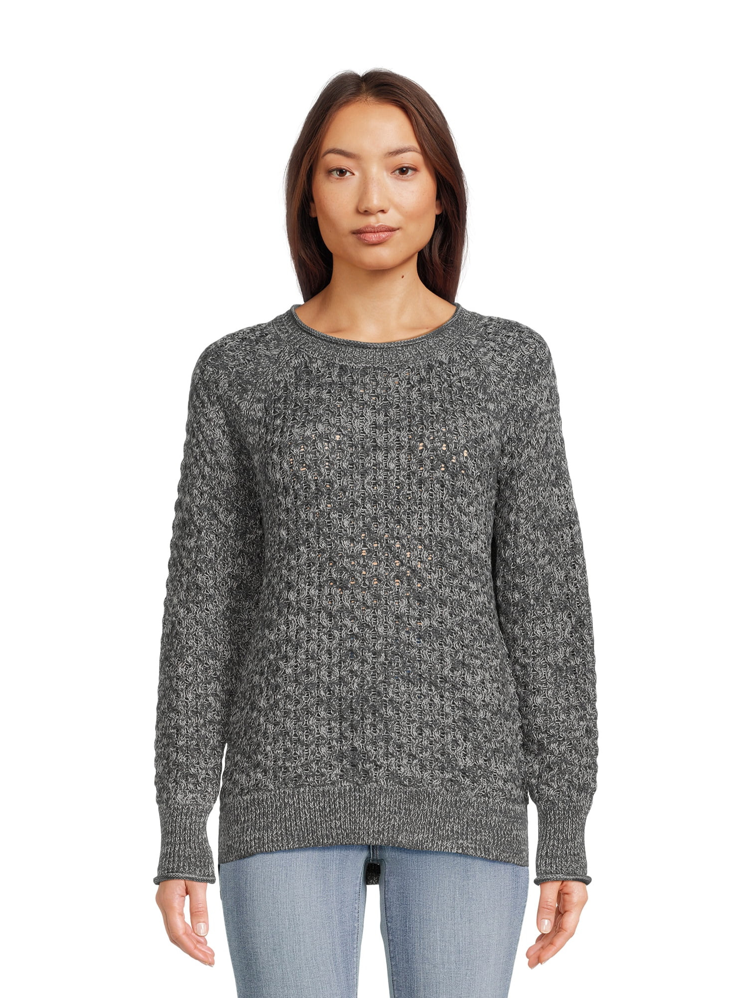 Time and Tru Women's Textured Hi-Lo Sweater, Midweight, Sizes XS-XXXL | Walmart (US)