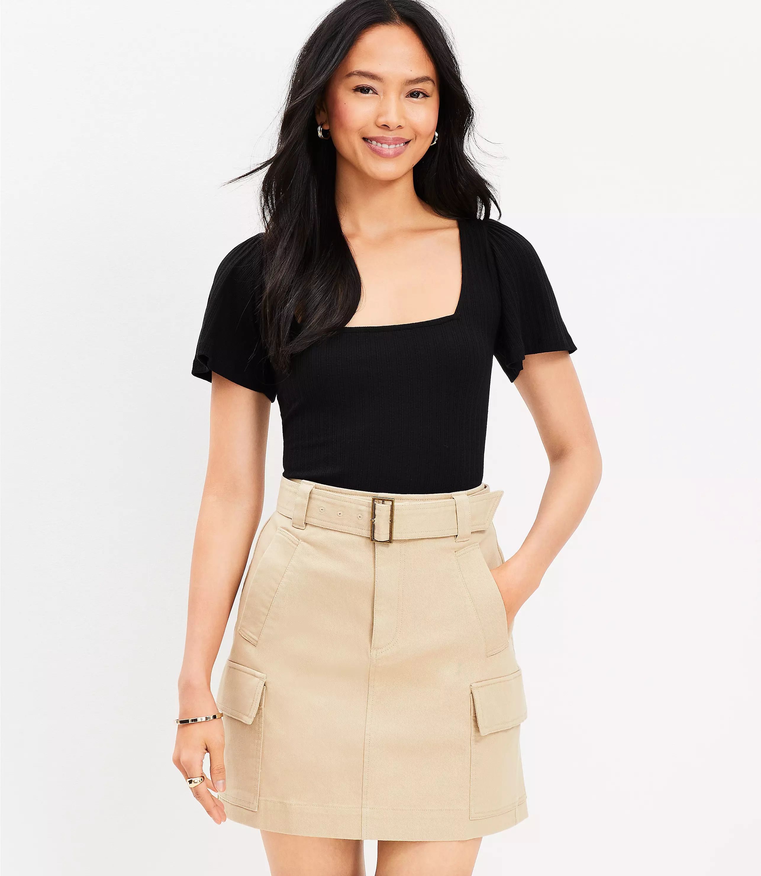 Twill Cargo Pocket Skirt | LOFT
