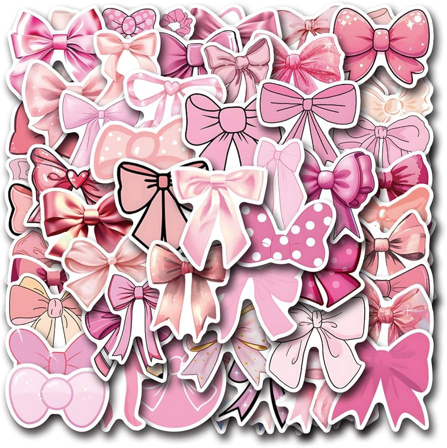 55PCS Coquette Bows Stickers,Pink Aesthetic Stickers Cute Bow Tie Decals,Waterproof Vinyl Sticker... | Amazon (US)