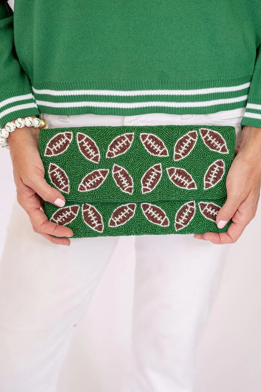 Green Football - Beaded Clutch | Lisi Lerch Inc
