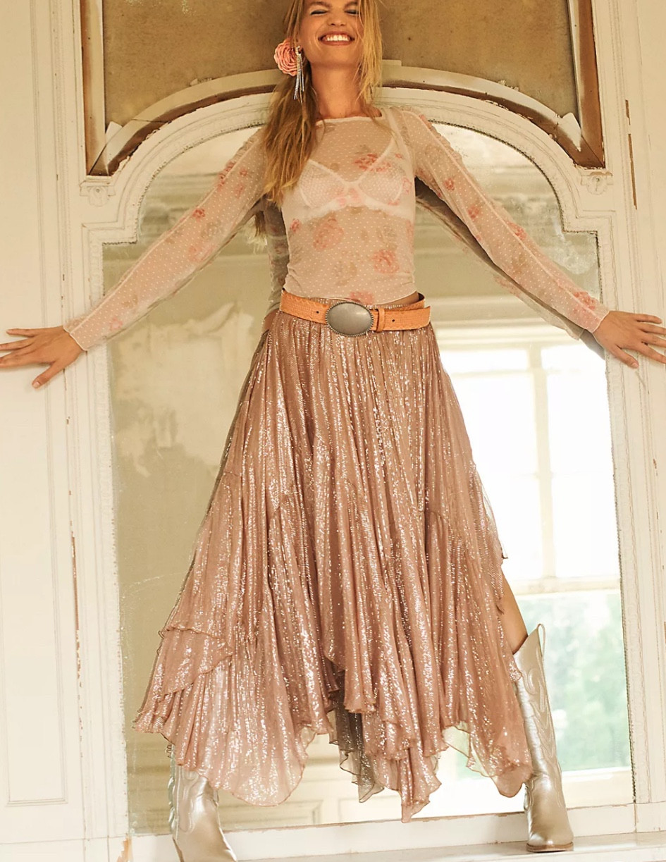 This shimmery asymmetrical skirt is to die for! The entire look is what western dreams are Made of!! Great for NFR!

#LTKSeasonal #LTKHoliday