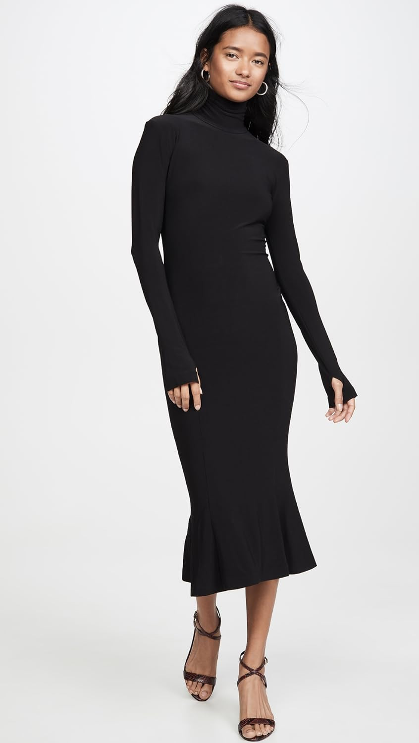 Norma Kamali Women's Long Sleeve Turtle Fishtail Dress to Midcalf | Amazon (US)