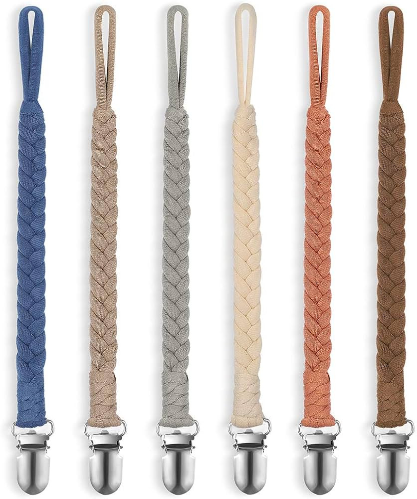 Pokipaw Pacifier Clip for Boys and Girls, 6 Pack Baby Pacifier Holder Leash 100% Handmade Braided... | Amazon (US)
