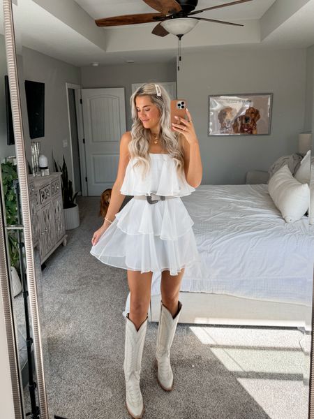 bachelorette party outfit inspo 💌 size small tall in dress — boots true to size and small in belt 

#LTKsalealert #LTKstyletip #LTKwedding