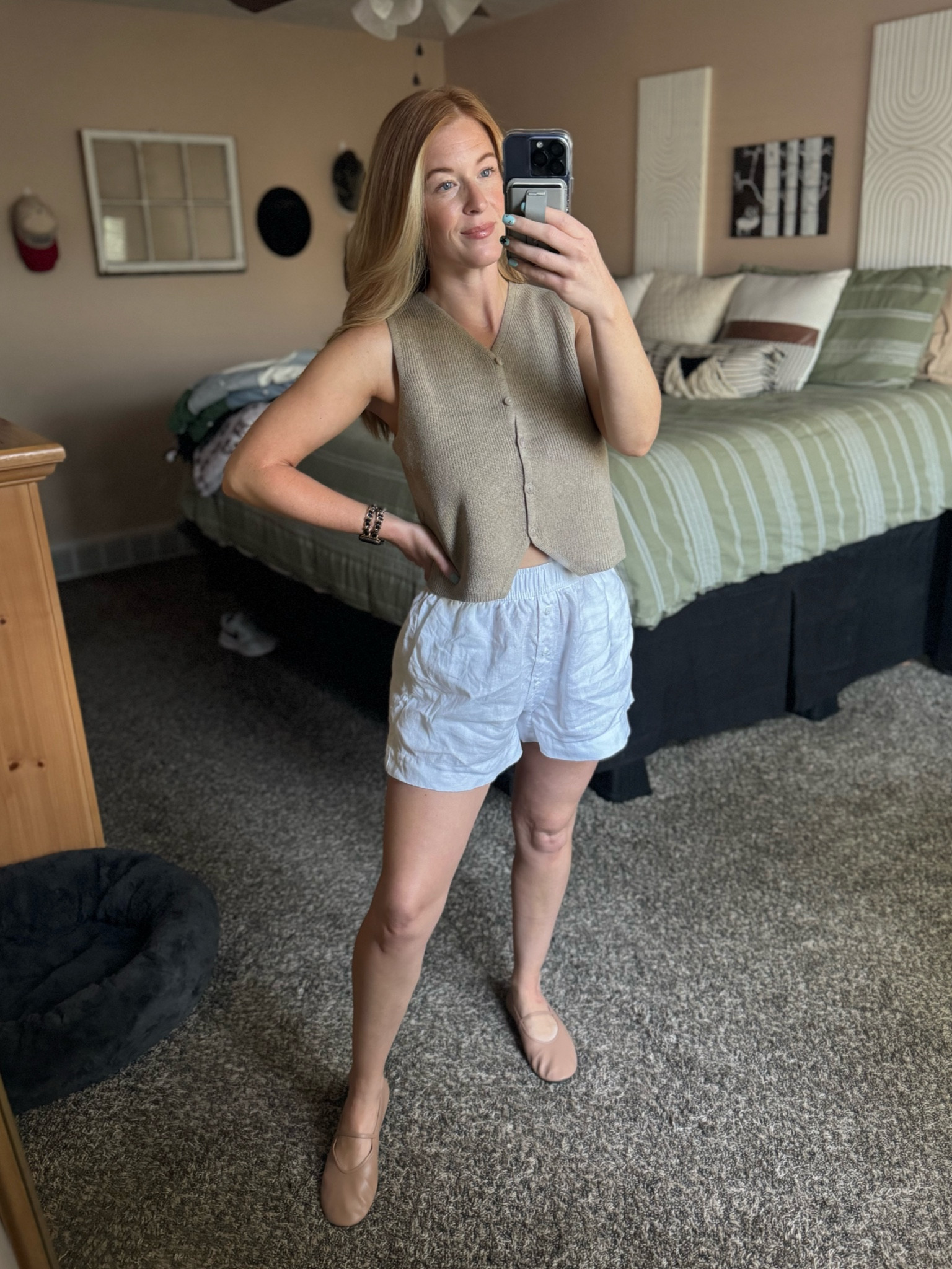 Vest is sized up to a Large so it would be a looser fit and less cropped.
Shorts are a Small
Shoes are true size 7

#LTKSeasonal #LTKFindsUnder100
