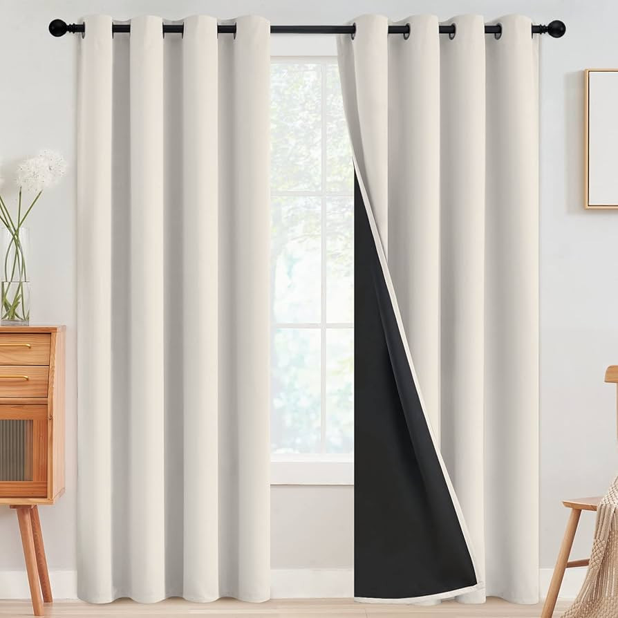 SimpleHome 100% Blackout Curtains for Bedroom,Thermal Insulated Cream Grommet Window Drapes Room ... | Amazon (US)