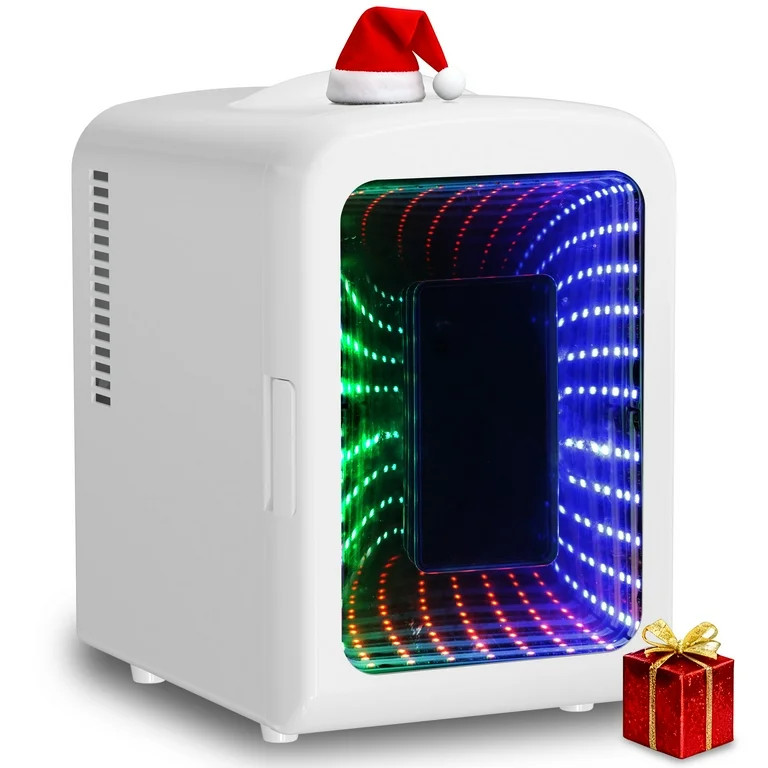 Auseo 4L Mini Fridge Personal with LED, Portable Cooler for Bedroom, Office, Car, Small Refrigera... | Walmart (US)