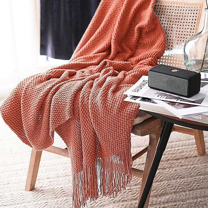 LOMAO Knitted Throw Blanket with Tassels Bubble Textured Lightweight Throws for Couch Cover Home ... | Amazon (US)