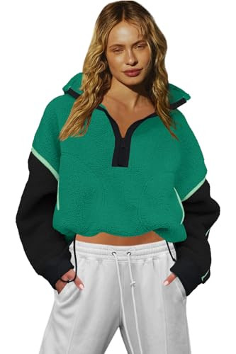 LAMISSCHE Half Zip Sweatshirt Women Oversized Sherpa Jacket V Neck Fleece Pullover Hoodie with Po... | Amazon (US)