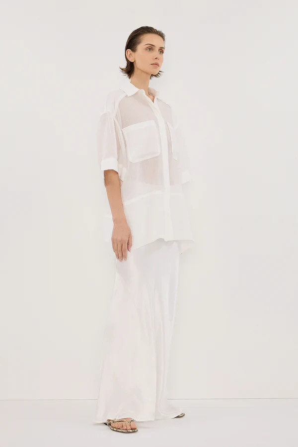 CHARLI WHITE SATIN MAXI SKIRT | DISSH