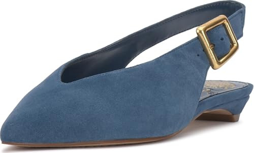 Vince Camuto Valther Kitten Heel Slingback Flat Mule, Blue Suede, 12 | Amazon (US)