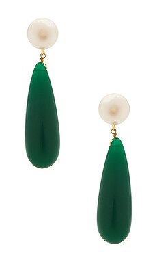 SHASHI Linnea Gemstone Earring in Pearl & Green from Revolve.com | Revolve Clothing (Global)