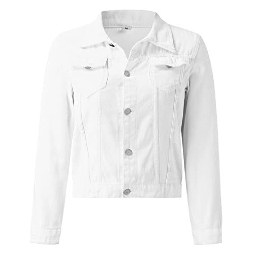 Denim Jacket for Women Trendy 3/4 Sleeve Short Denim Jacket Lapel Button Down Cropped Trucker Jean Jackets Coats | Amazon (US)