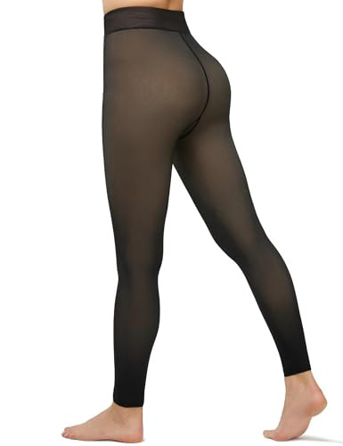 Fleece Lined Tights Footless Women Sheer Warm Pantyhose Leggings Toeless Fake Translucent Thermal Thick Winter No Feet Tights Black | Amazon (US)