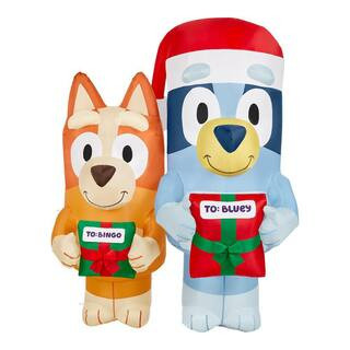 5 ft LED Bluey and Bingo with Christmas Stockings | The Home Depot