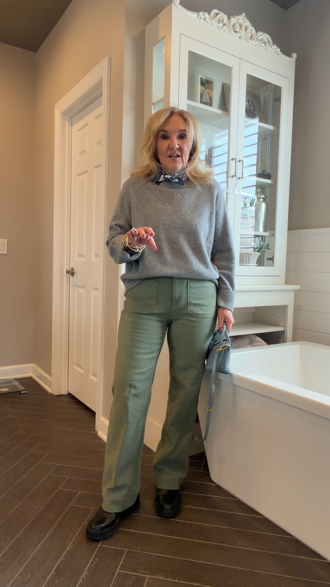 Winter outfit 
French terry pants size 29 
Cashmere sweater size medium 
White tshirt size up 2 wearing an XL 
LINKING SIMILAR SCARVES
My boots are last year I’ll link similar 
20% off my Allie & Bess jewelry code NANETTE20 but warehouse sale coming Wednesday! I’d wait! 

#LTKOver40 #LTKSaleAlert #LTKSeasonal