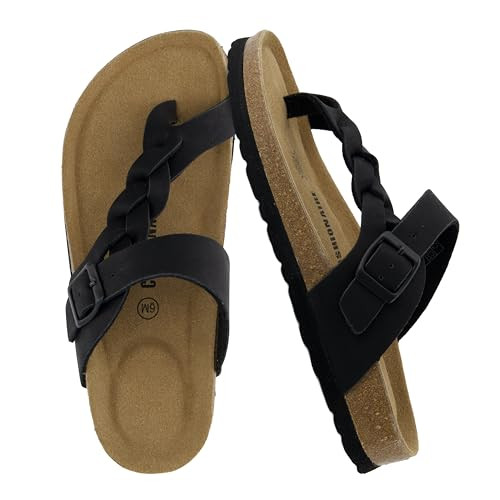 CUSHIONAIRE Libby Women's Braided Cork Sandals with Arch Support and Adjustable Strap – Comfortable Women’s Sandals, BLACK 7 | Amazon (US)