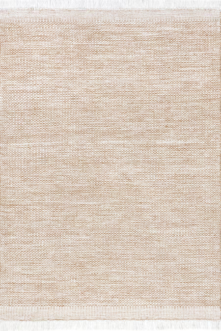 Beige Esperanza Solid Fringed 8' x 10' Area Rug | Rugs USA