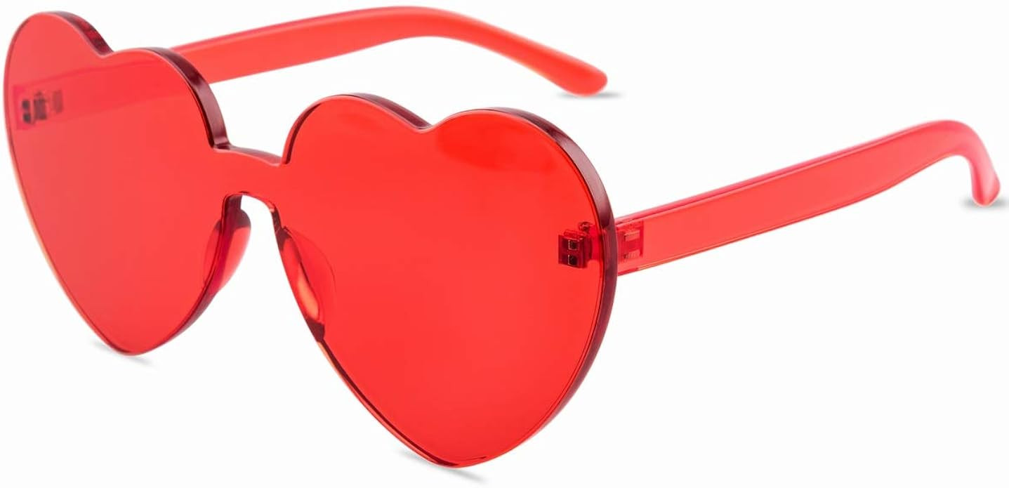 One Piece Heart Shaped Rimless Sunglasses Transparent Candy Color Eyewear | Amazon (US)