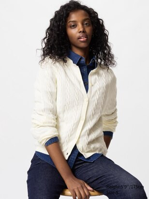 WOMEN'S CABLE CREW NECK CARDIGAN | UNIQLO AU | Uniqlo Australia