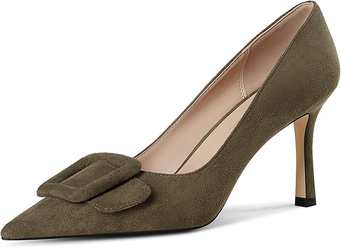 Fericzot Women's Stiletto High Heel Pumps Wedding Party Closed Classic Dress Heeded Shoes with Sq... | Amazon (US)